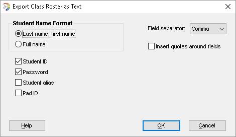 ExamView Test Manager 16 1 Click File from the menu bar, mouse over Export and select Class Roster as Text.