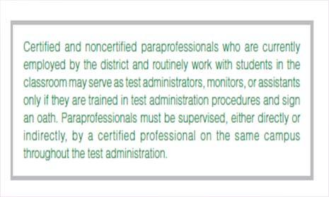 Designate Test Administrators The DTC and principal will designate test administrators There must be at least one test administrator for every 30 students to be tested Test administrators must hold