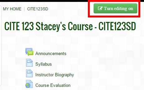1. To create an assignment for peer review, log into EduCat, click into your course, and Turn editing on. 2.