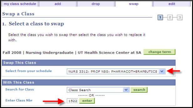 If you used the Enroll link, you must now click on the swap tab.
