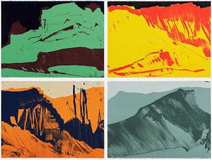 James Lavadour (Walla Walla, born 1951), Land of Origin, 2015, lithograph, 4 panels, 22-1/2 x 30-1/4