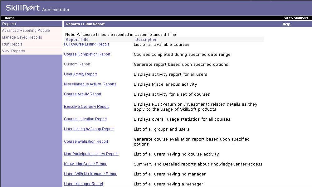 Then click on Run Report to see the variety of Reports you can generate.
