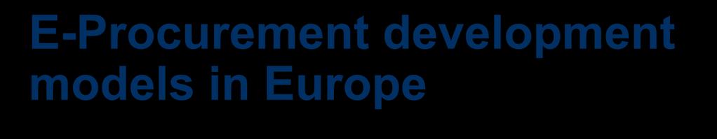 E-rocurement development models in Europe Voluntary Mandatory Centralized national platform model (7 MS) Centralised CB-driven model