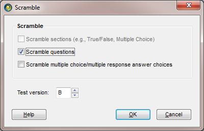 Click Question > Reorder. ii. Drag and drop the questions into the desired order. iii. Click OK.. To recalculate values (not available with all test banks): a.