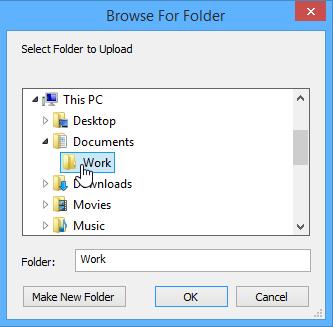3. Locate and select the folder you want to upload, then click OK. 4.