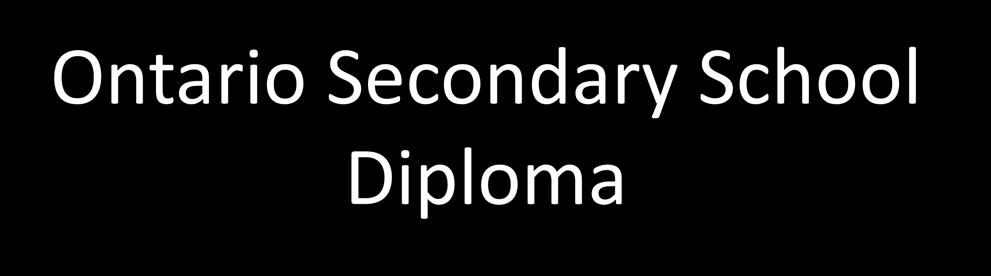 Ontario Secondary School Diploma 30 credits (110 hours each) 18 compulsory credits 12 optional credits