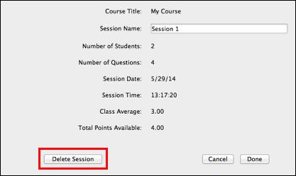 3. Select the Summary option. Select the Summary option that appears in the upper, left corner of the Session Details window (shown in Step 2). 4. Choose to delete the session.