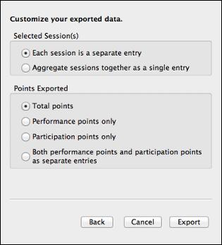 3. Set the export options and then choose to export the results.