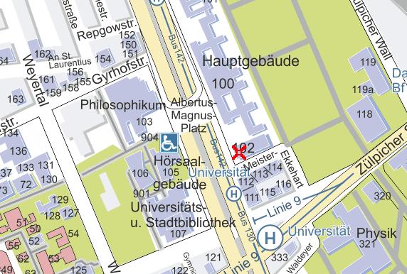 The VL- Pool is on the ground floor of the Philosophikum just opposite of the University s main building. Building no. 103 on the campus map.