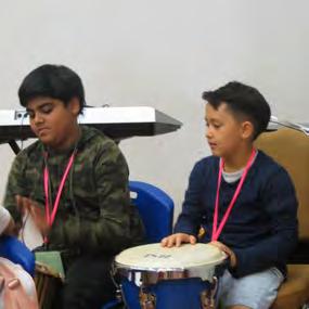 All students spent most of the day practicing and rehearsing with their chosen workshop group that included African Drumming, Songs from Musicals and Pop, Secrets of Improvising, and Rock and Pop
