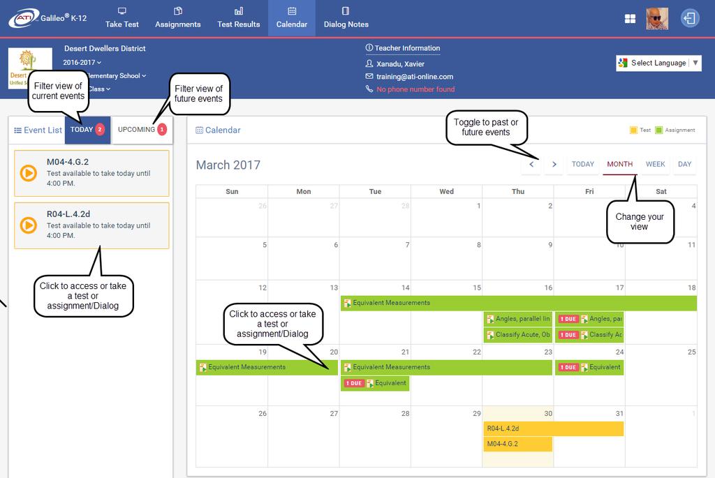 iii. Events may be accessed by students from the All Events list, or by clicking the event link in the Calendar.