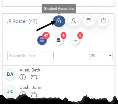 b. Student Accounts icon to open the Student