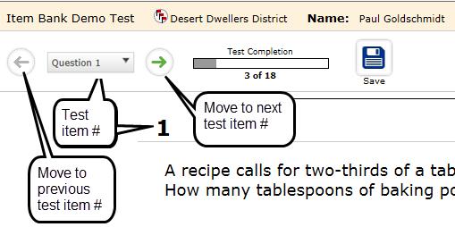 INSTRUCTIONS A test may not have instructions. 1. Click the instructions icon that may be found at the top of the page. 3. If there are two or more Item Families (passages), a drop-down menu appears.