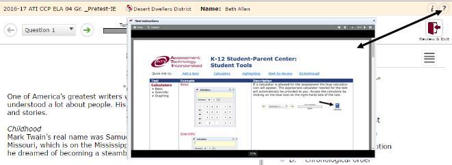 GALILEO K-12 ONLINE item. You do not have to select the Save button to save and move to the next test item.