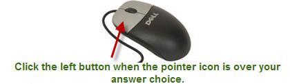 Multiple Choice Questions To answer each multiple choice question, you should move the mouse pointer over the circle (radio button) next to the answer of your choice, and click the left mouse button.