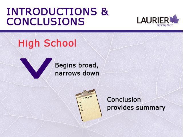 Introductions in high school tend to consist of a broad phrase or couple of sentences, for example "Over the past century.