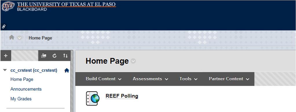 A REEF Polling icon will now appear on the Home Page of your course. Direct your students to use the REEF-association link.