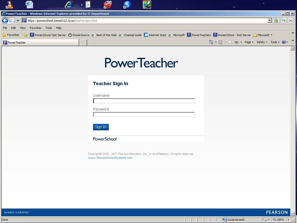 Accessing PowerTeacher Windows Computer PowerTeacher may be accessed from any computer running Microsoft Windows provided it is connected to the internet and using Internet Explorer version 8 or