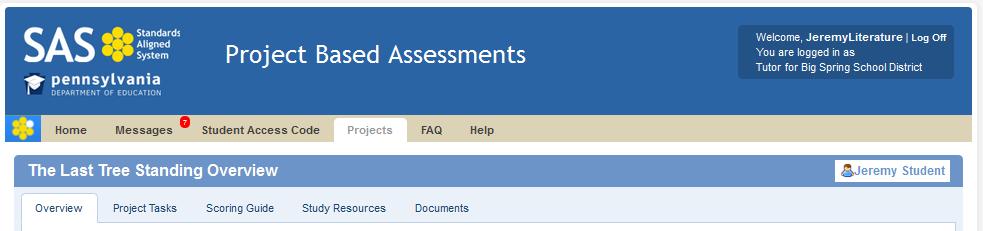 Standards Aligned System Project Based Assessment Manual 17 Student Information Button Student Information for the selected project can be found by clicking on the Student s name.