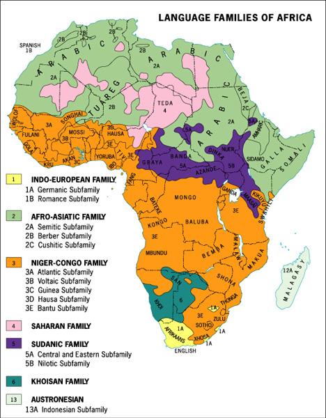language families: largest is Niger-Congo