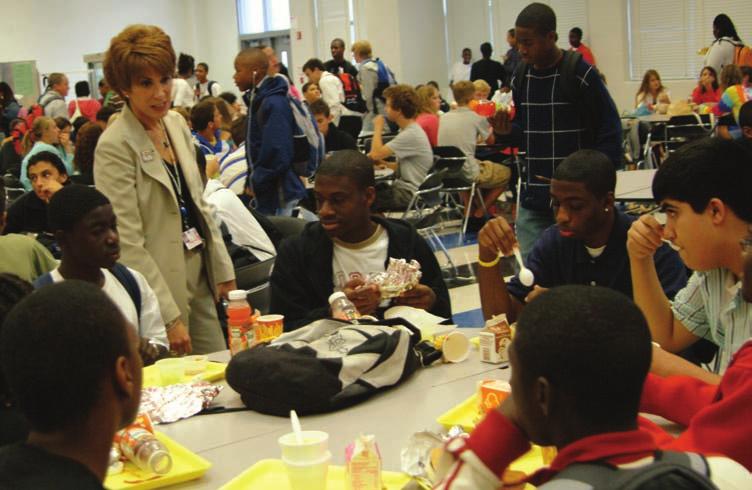the first year was an alarming 19.5%. The school had a rotating A/B block schedule and two 30-minute lunch periods, during which students were restricted to the cafeteria unless they had a pass.