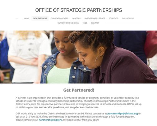HIGHLIGHTS FROM SCHOOL-BASED PARTNERSHIP COORDINATION IN PHILADELPHIA Element One: Establish systems and processes to support school-based partnerships The School District of Philadelphia established