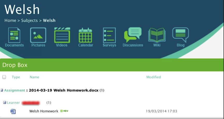 10 Hwb+ support materials Once an assignment has been set a Drop Box is automatically created.