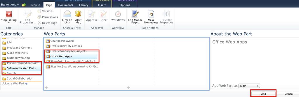 Select the Office Web App tools from the Salamander Folder that has