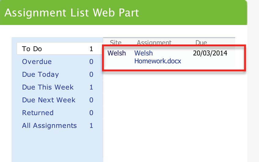 You can also see your due assignments by clicking on the icon