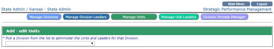 Click on Add New Unit Add Unit information and click Save Update Click on Manage Unit Leaders  Unit Leaders are added in the same way.