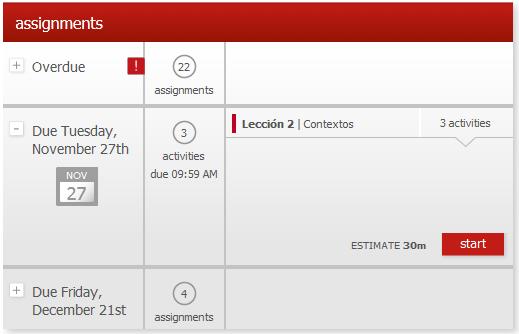 The Assignments Menu Assignments displays all items that your instructor assigns from all areas of the Supersite in chronological order by due date.