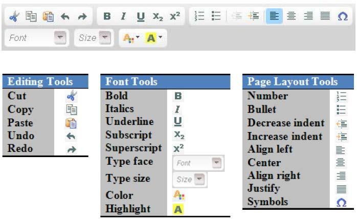 Composition Activity Editor Tools There are basic editing, font, and page layout tools available in the Editor to format compositions.