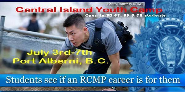 RCMP Youth Camp Students who are interested in Canada s criminal justice system and, in particular, the areas of policing and emergency services are invited to apply to attend the Central Island RCMP