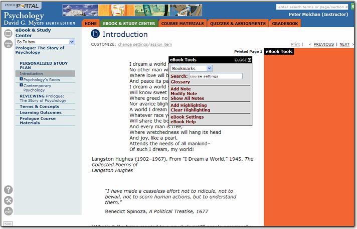 20 Click the ebook Tools link on each ebook page to access the ebook bookmarking, glossary, and note tools. Double-clicking any phrase in the ebook will highlight the phrase.