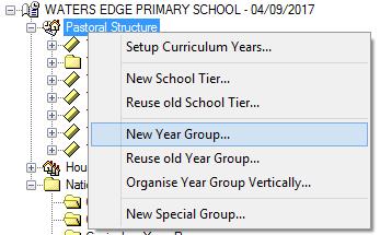 If you are unsure how the existing groups have been named, you can cancel this window, rightclick onto an existing Year Group and select Properties to view its information. 4.