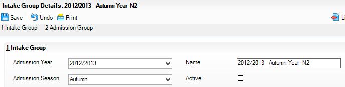 Navigate to Routines Admission Admission Groups Setup 2. Press Search to see a full list of Intake Groups 3.
