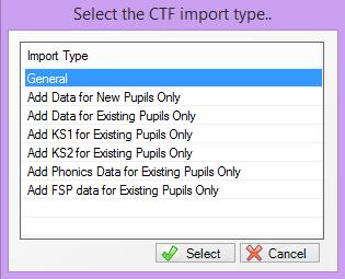 Importing Common Transfer Files (CTFs) This section provides a summary of the steps required to import a CTF (provided by another school or Local Authority) in order to create applicant records