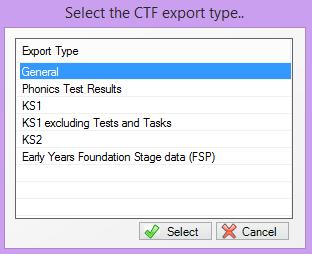 1. Navigate to Routines Data Out CTF Export CTF to display the Select CTF Export Type dialog: Primary database: Secondary database: 2. Select the Export Type required, in this case, General. 3.