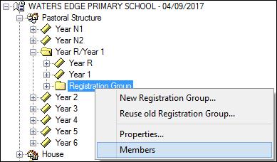 All Year Groups are combined (vertical), so we expanded the collective Year Groups to find its associated Registration Group folder.
