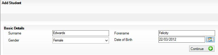 Enter their basic details into the boxes provided and press Continue: Note: Take care to enter their name and DOB correctly in order for the readmission process