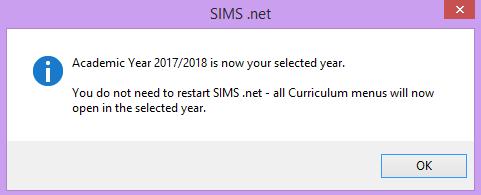 Selected Academic Year in SIMS In SIMS there exists a Selected Academic Year setting.