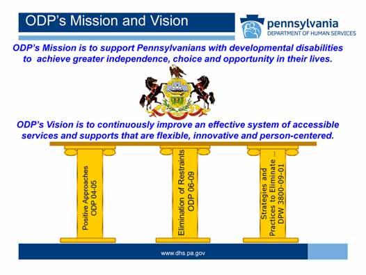 In this slide we selected three bulletins to depict as pillars that support achieving ODP s mission and vision.