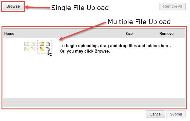 Click on Submit to complete your upload. b. Upload ZIP Package Browse for the Zip file and click Submit to upload it.