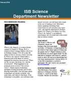 Science Newsletter The ISB Science Department has been very busy putting together their February Science Newsletter which is being sent to you as a supplement together with this Parent Bulletin.