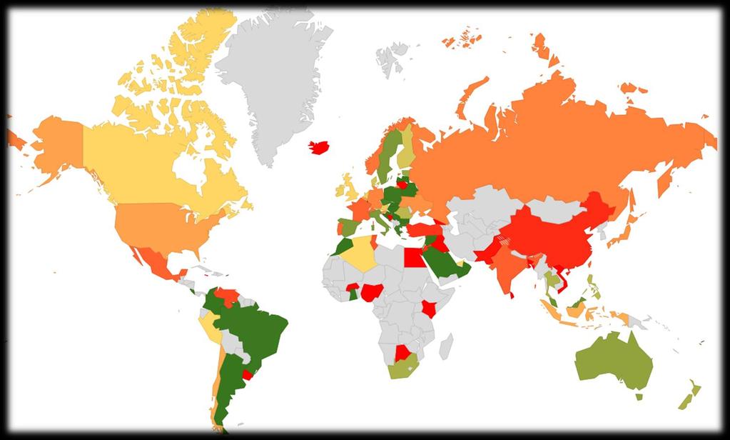 Scopus penetration per country (2012 Analysis, by customer count) US: