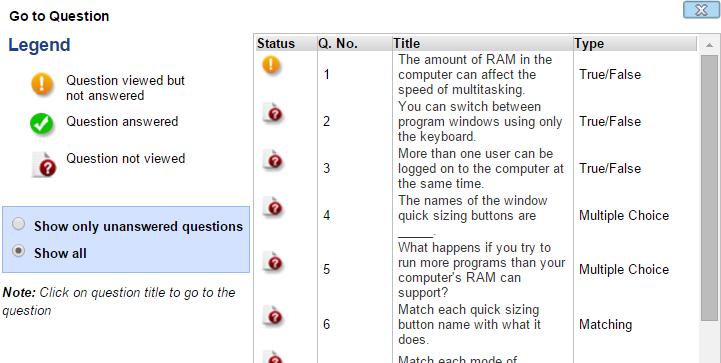 When you reach the last question in the test, elab will display a prompt to click the SUBMIT TEST button.
