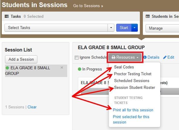 1.3 Lock and Unlock Sessions by Session and Student Test sessions will be locked by default in the Students in Sessions screen when the session is started.