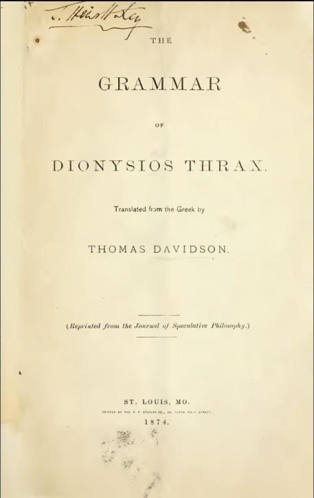 grammar of Dionisos Thrax