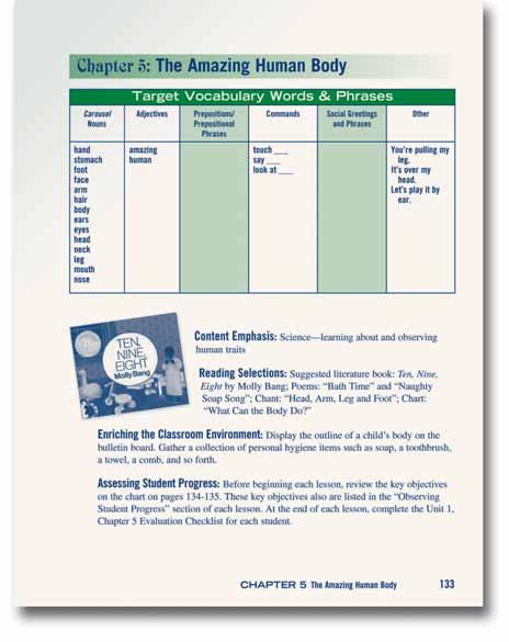 Clearly identified target vocabulary Each chapter begins with a chart listing the Target Vocabulary Words & Phrases that students will focus on during their study of the chapter.