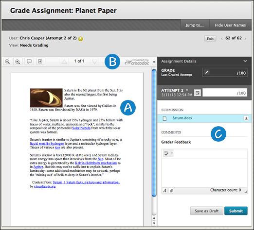 Dallas County Community College District Inline Assignment Grading When an Instructor views a document submitted through an Assignment, that document is converted to a format that is viewable inside